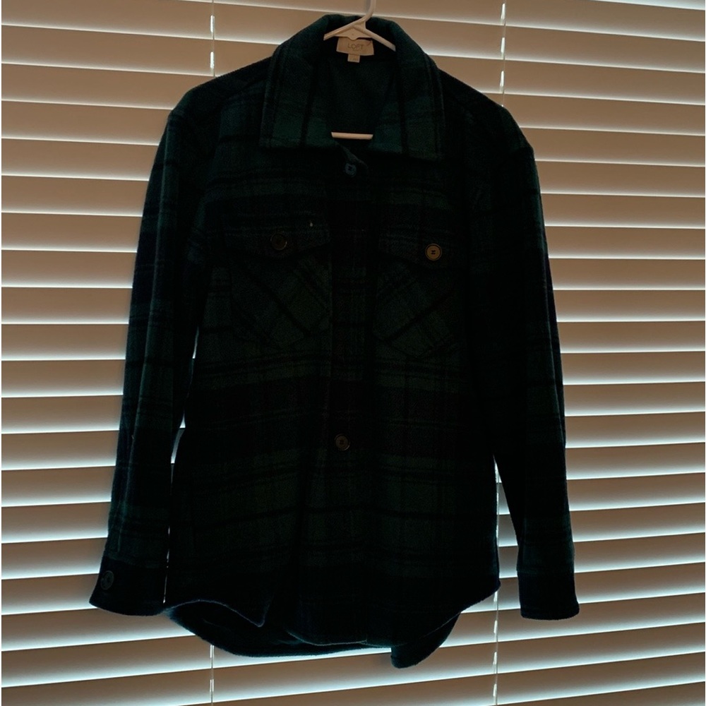 Heavy jacket, plaid forest green black